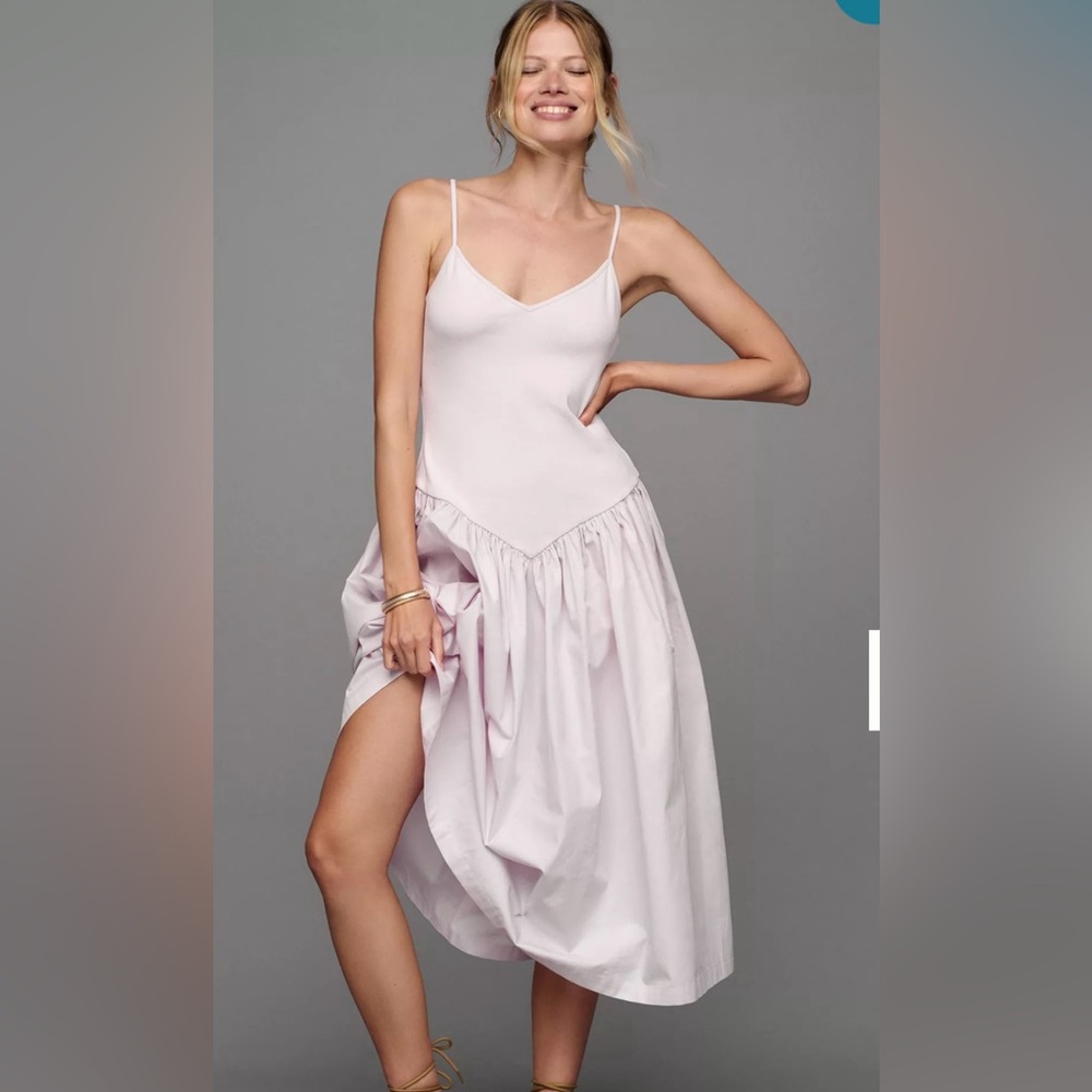 Maeve Sleeveless Ribbed Poplin Midi Dress